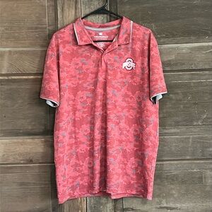 Men's Colosseum Scarlet Ohio State Buckeyes OSU Camo Print Golf Polo Size Large